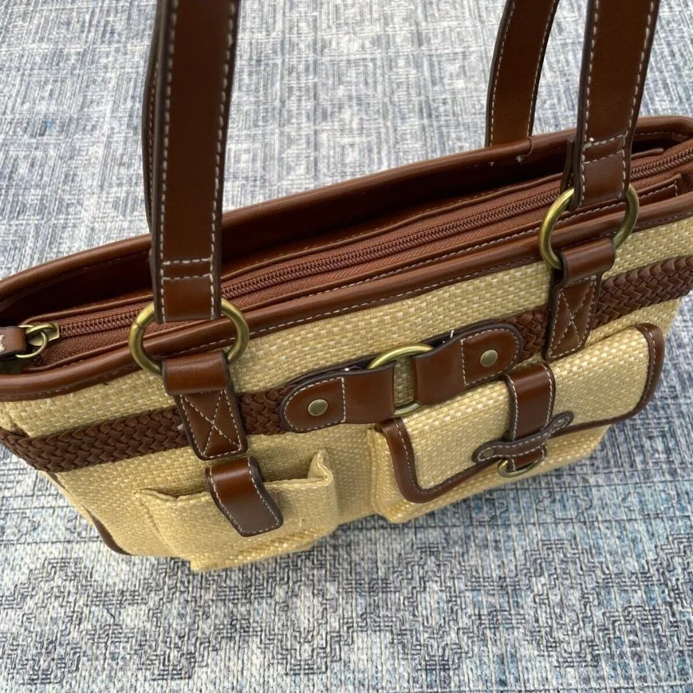 Women Shoulder Bag Brown Tan Tone Fashion Unbranded Handbag Multiple Compartment